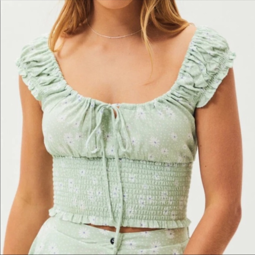 Green floral green top from pacsun